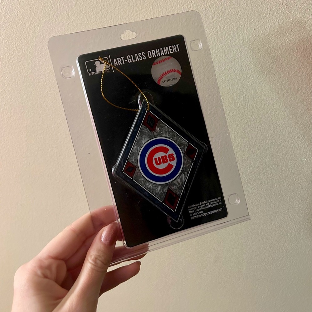 Chicago Cubs Ornament Art Glass Christmas Holiday Decor Baseball New